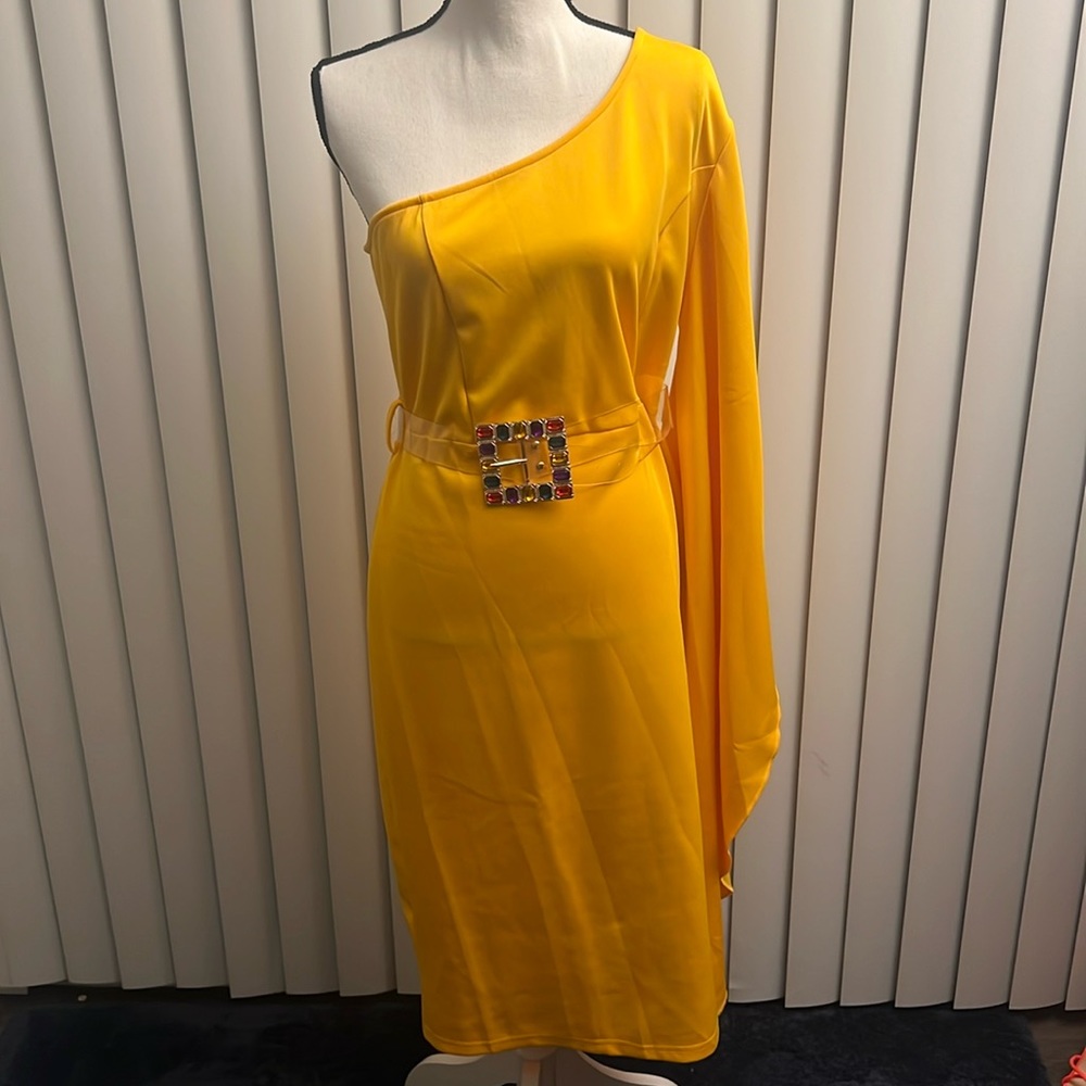 One shoulder Midi Dress w/BELT